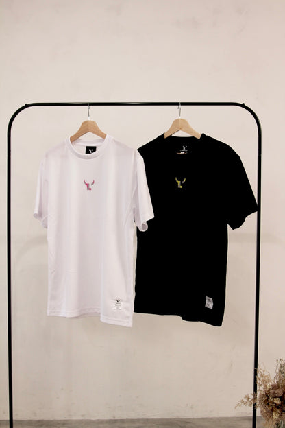 ウシガラシンプルTシャツ：ブラック&イエロー