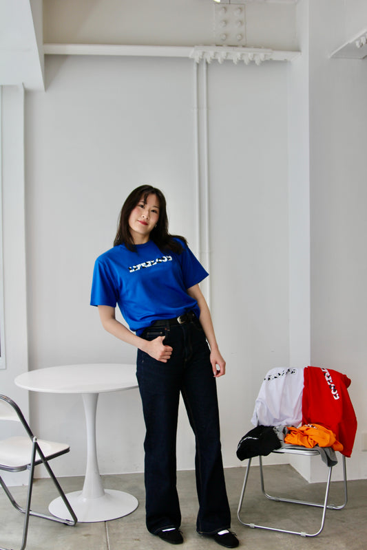 ウシガラTシャツ：ブルー